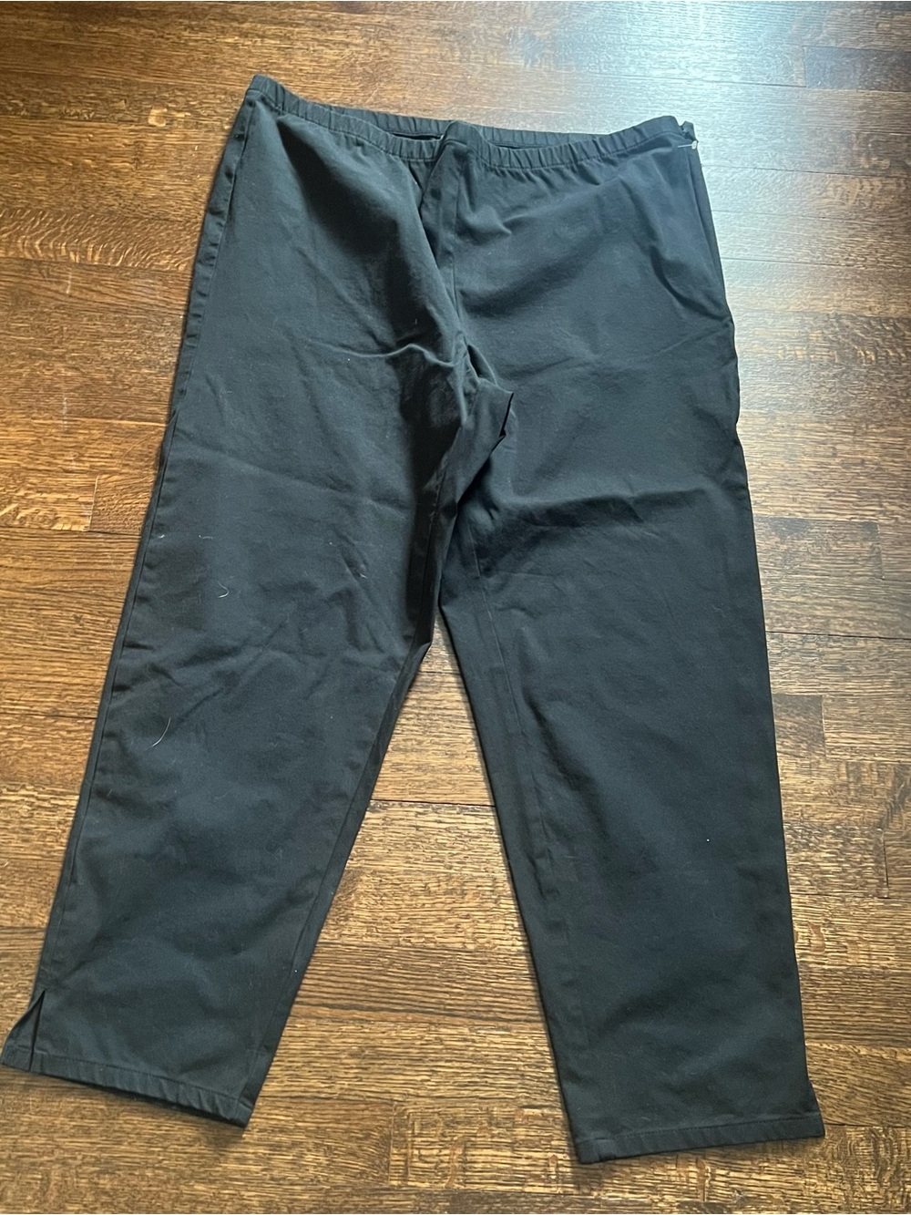 Eileen Fisher black cotton blend side zip ankle pants size 1X